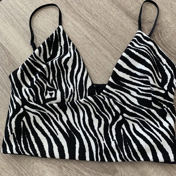 Zara Zebra Print Cropped Tank Cami Bralette - Picture 2 of 5